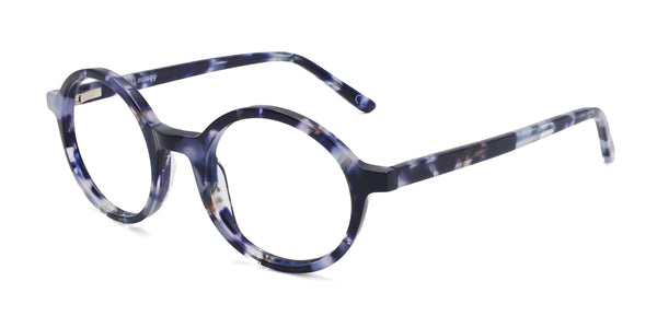 qualine oval purple eyeglasses frames angled view