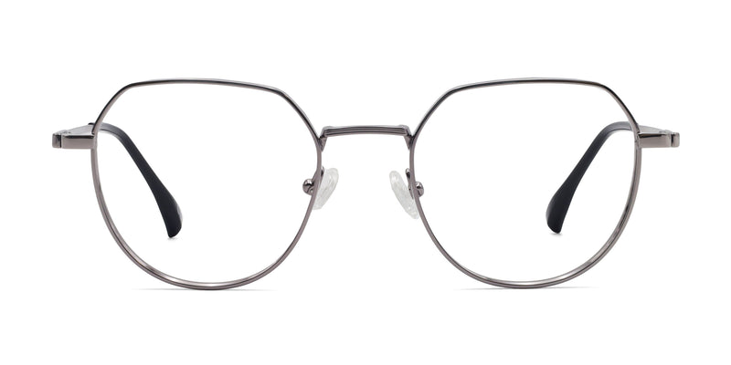 quench geometric silver eyeglasses frames front view