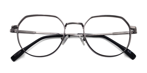 quench geometric silver eyeglasses frames top view