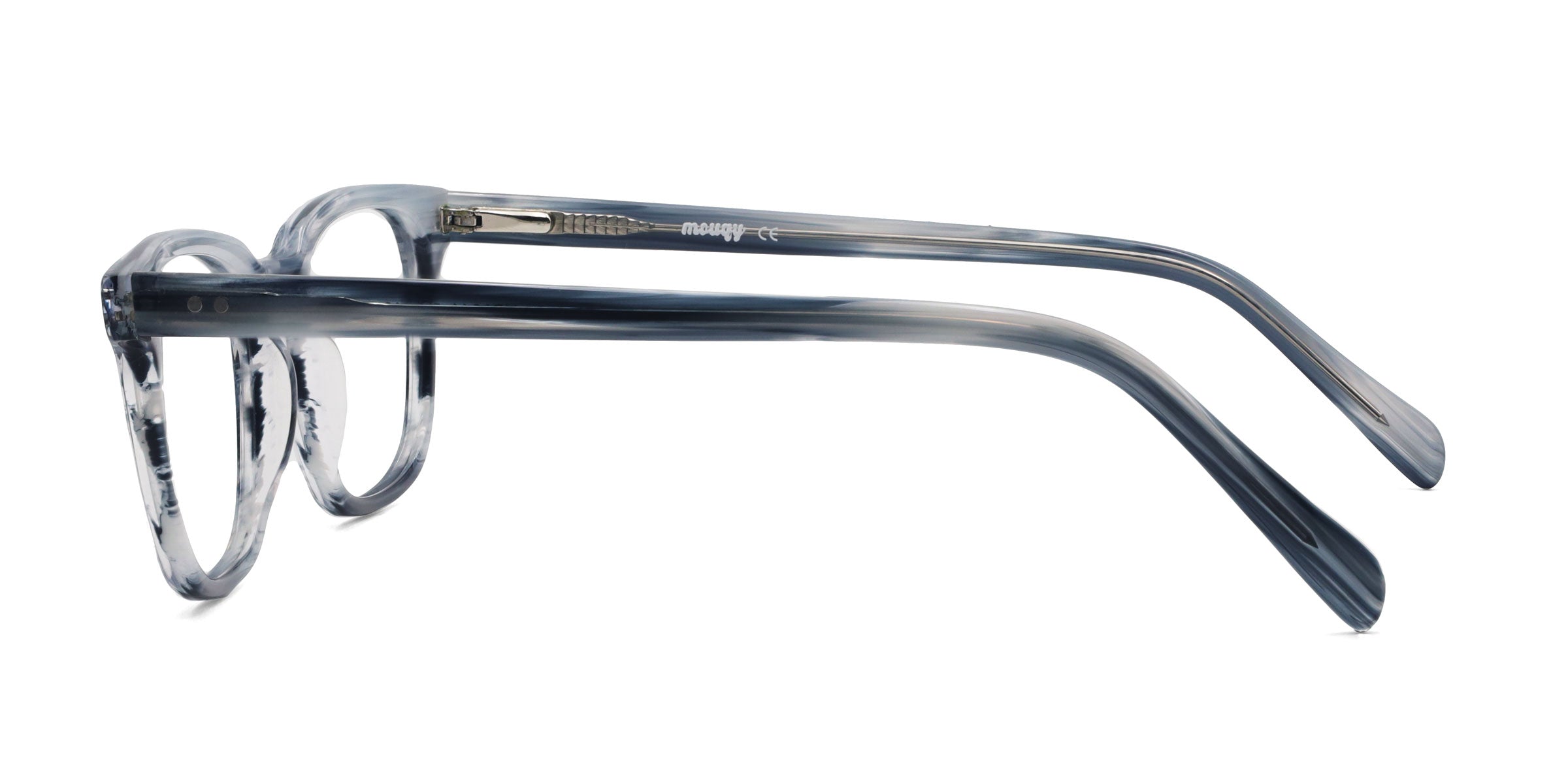 radiance rectangle blue eyeglasses frames side view