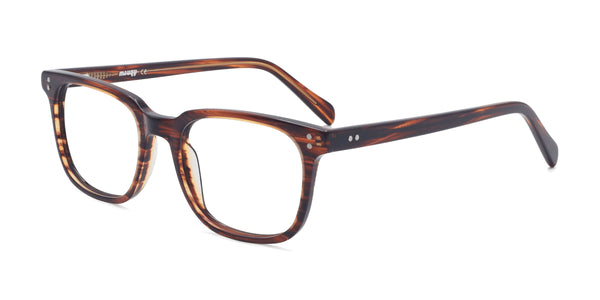 radiance rectangle brown eyeglasses frames angled view