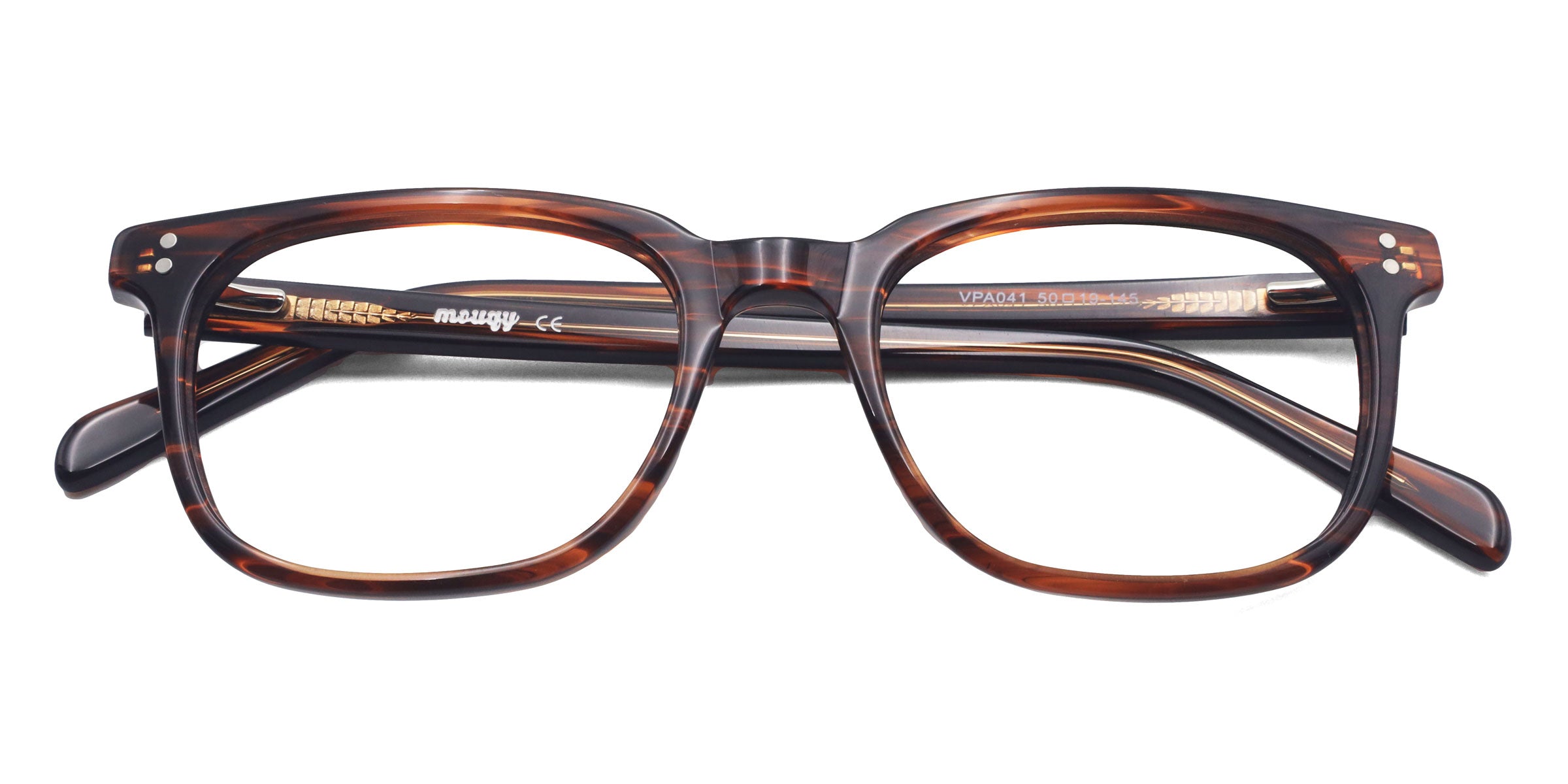 radiance rectangle brown eyeglasses frames top view