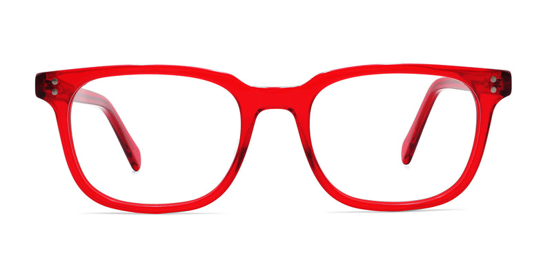 radiance rectangle red eyeglasses frames front view
