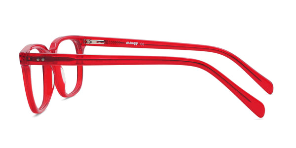 radiance rectangle red eyeglasses frames side view