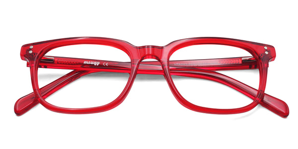 radiance rectangle red eyeglasses frames top view