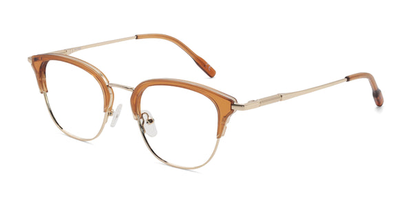 recovery browline orange eyeglasses frames angled view