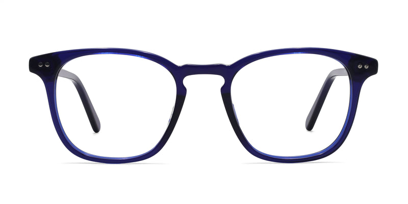 rubicon square blue eyeglasses frames front view