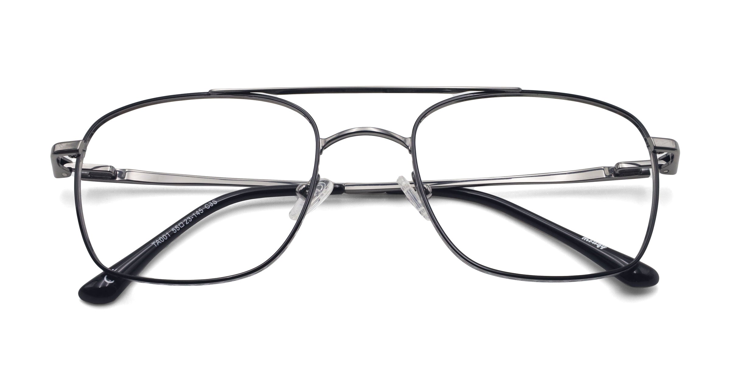 savvy aviator black eyeglasses frames top view