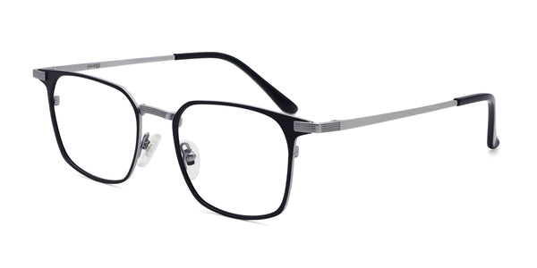 serenity rectangle black eyeglasses frames angled view