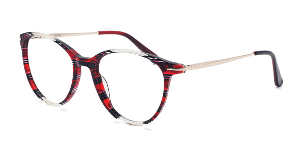 twinkle oval red eyeglasses frames angled view