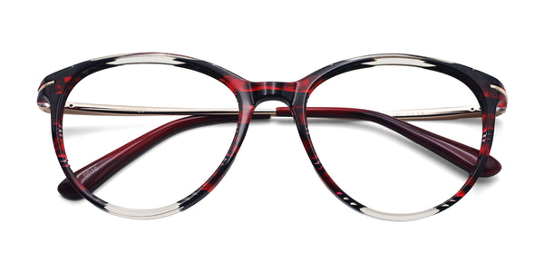 twinkle oval red eyeglasses frames top view