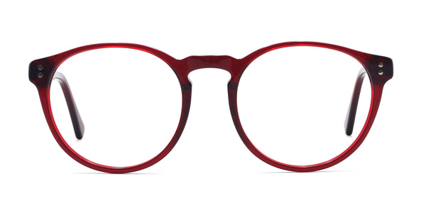 union round red eyeglasses frames front view