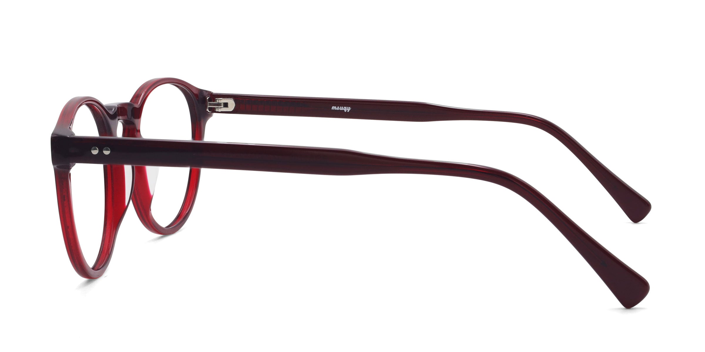 union round red eyeglasses frames side view