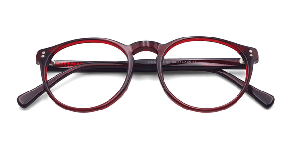 union round red eyeglasses frames top view