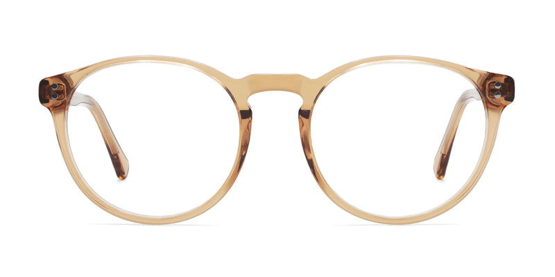 union round brown eyeglasses frames front view