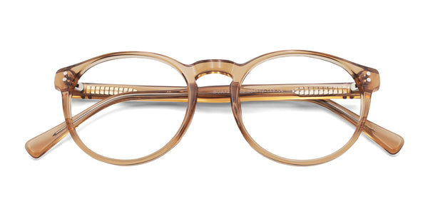 union round brown eyeglasses frames top view