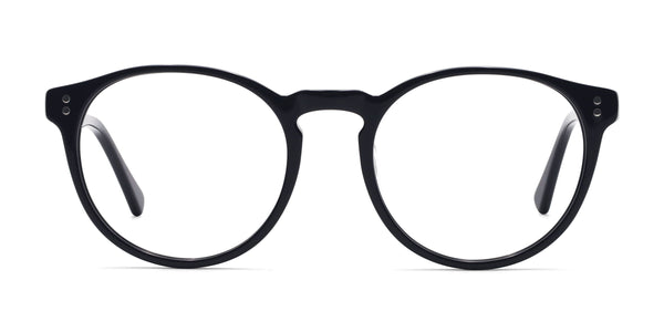 union round black eyeglasses frames front view