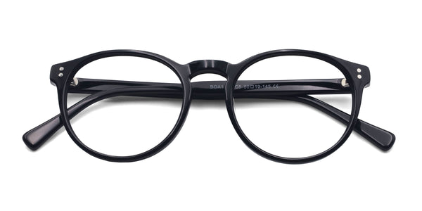 union round black eyeglasses frames top view