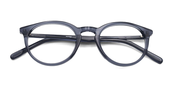 wave oval gray eyeglasses frames top view