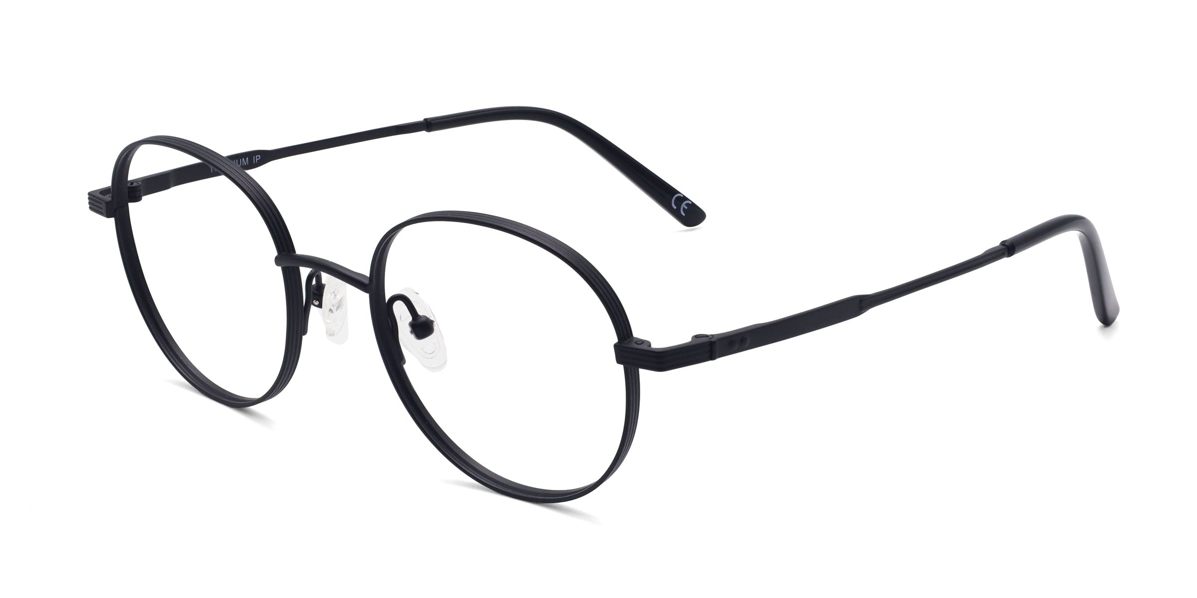 Wildflower Round Black eyeglasses frames angled view