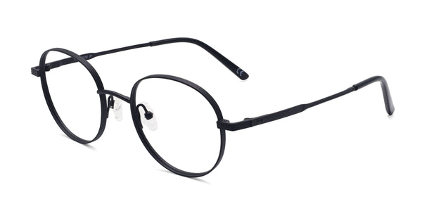 wildflower round black eyeglasses frames angled view