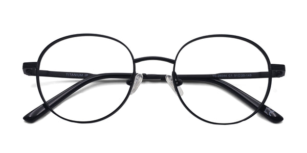 wildflower round black eyeglasses frames top view