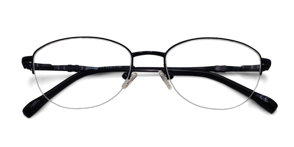 wish oval black eyeglasses frames top view