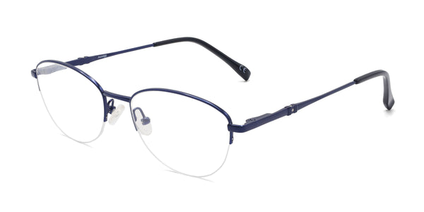 wish oval blue eyeglasses frames angled view