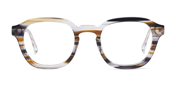 yang square brown eyeglasses frames front view