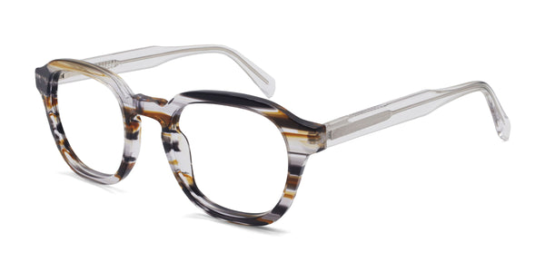 yang square brown eyeglasses frames angled view