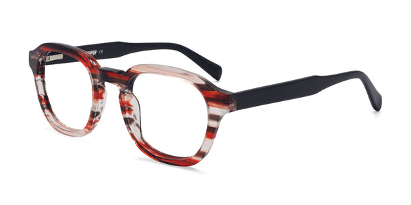 yang square red eyeglasses frames angled view