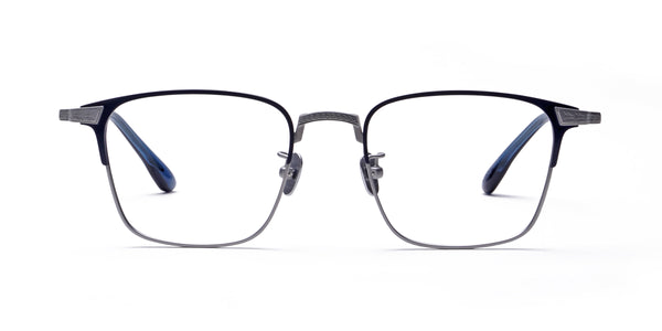 neat matte dark navy eyeglasses frames front view