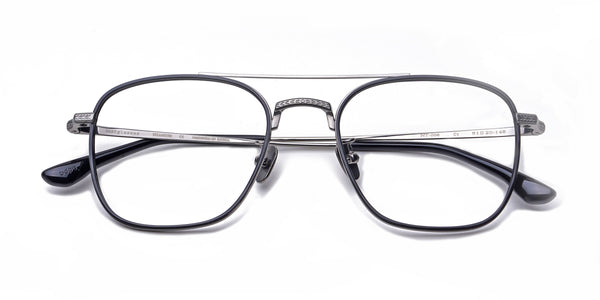 neat glossy black eyeglasses frames top view