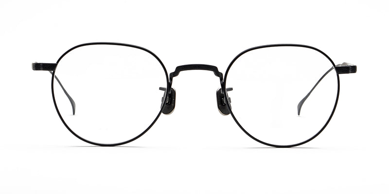 neat matte black eyeglasses frames front view