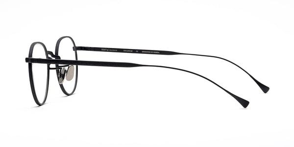 neat matte black eyeglasses frames side view