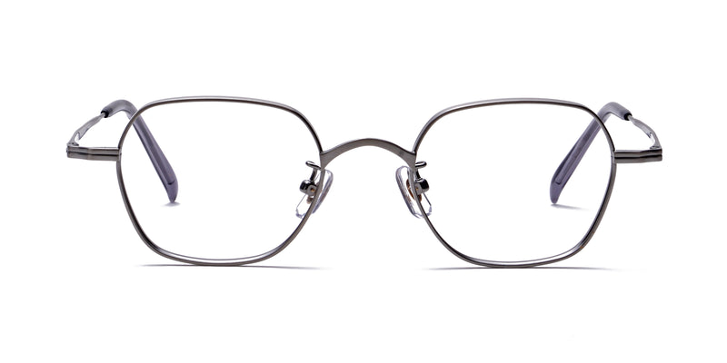 odd gray geometric eyeglasses frames front view