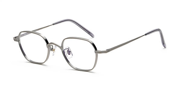 odd gray geometric eyeglasses frames angled view
