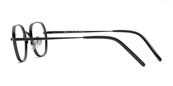 odd black geometric eyeglasses frames side view