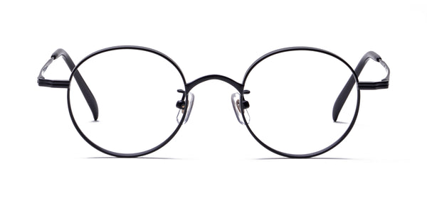 odd black round eyeglasses frames front view