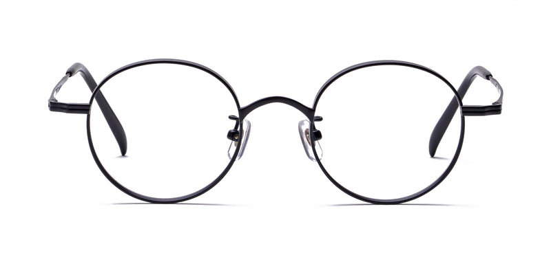 odd black round eyeglasses frames front view