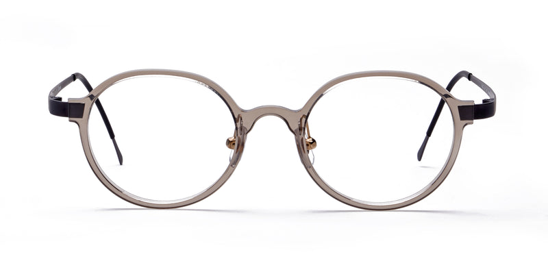 odd transparent gray eyeglasses frames front view