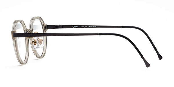 odd transparent gray eyeglasses frames side view