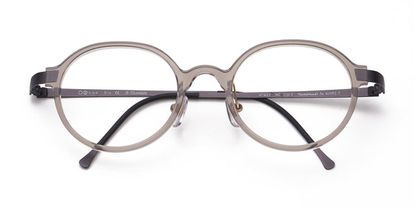 odd transparent gray eyeglasses frames top view