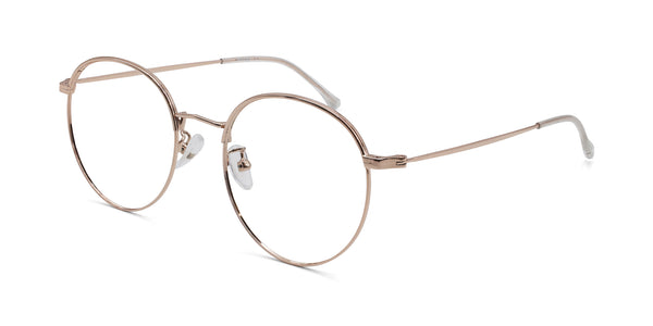 abby round rose gold eyeglasses frames angled view