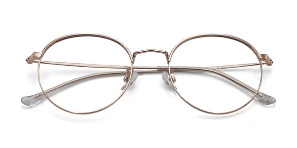 abby round rose gold eyeglasses frames top view