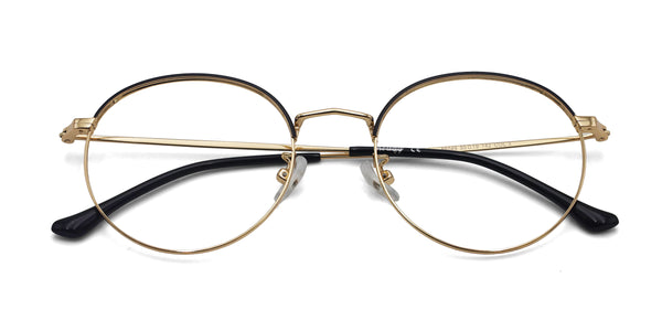 abby round black gold eyeglasses frames top view