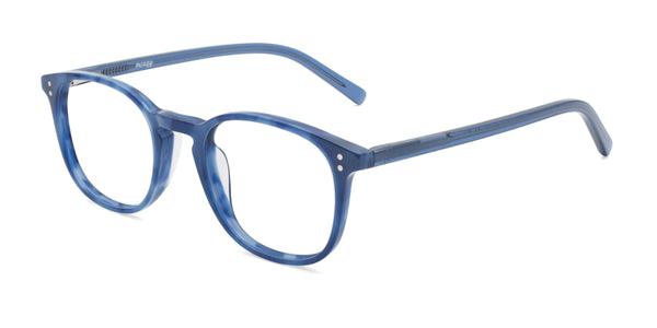 abel square blue eyeglasses frames angled view