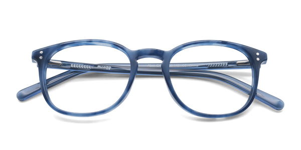abel square blue eyeglasses frames top view