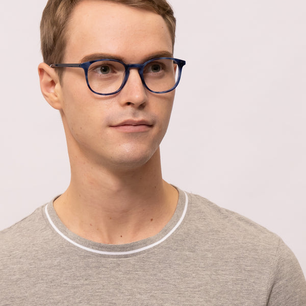 abel square blue eyeglasses frames for men side view