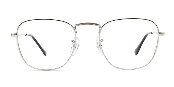 accent square silver eyeglasses frames front view